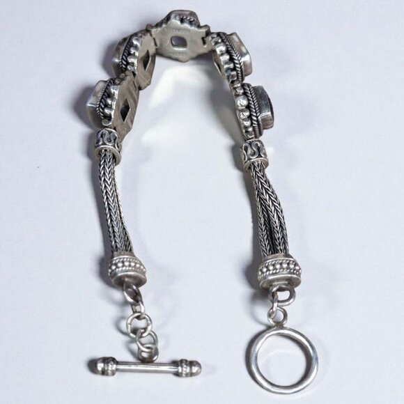 Sterling Silver Gemstone Bracelet Signed Bali Indonesia Citrine Amethyst Peridot - Picture 3 of 4